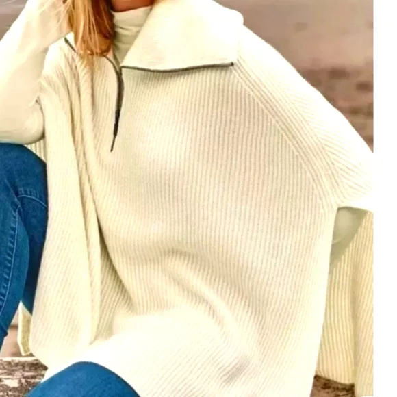 J Jill Poncho Ribbed Knit Sweater - Picture 1 of 12